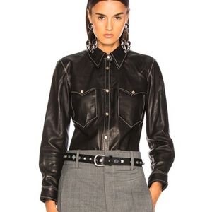 Isabel Marant Leather Nile Shirt in black leather